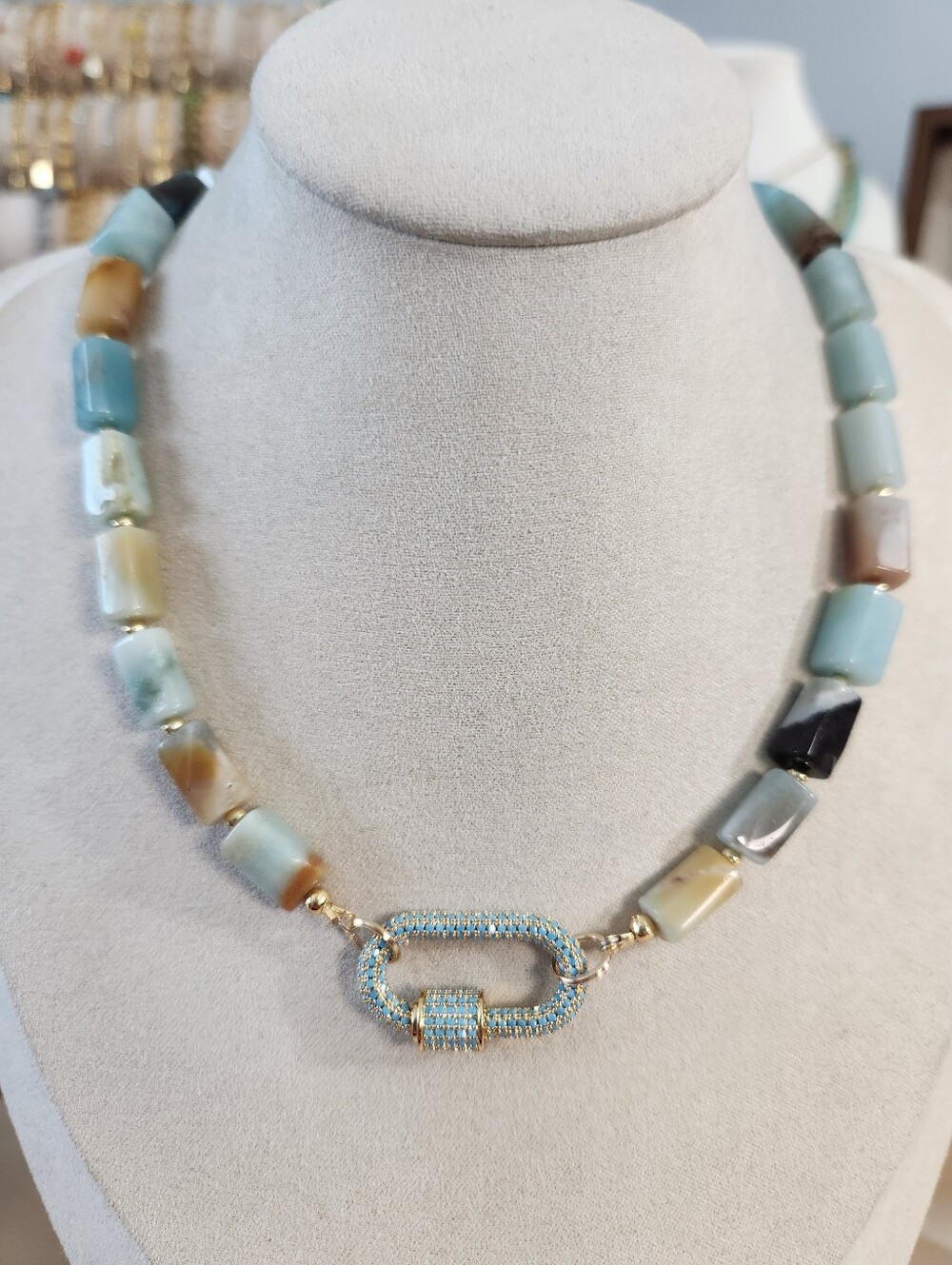 Amazonite Iced Carabiner Necklace